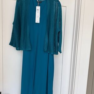 NWT Eileen Fisher “Jewel” Set: V-Neck Dress + Kimono Cardigan | M | $516 MSRP